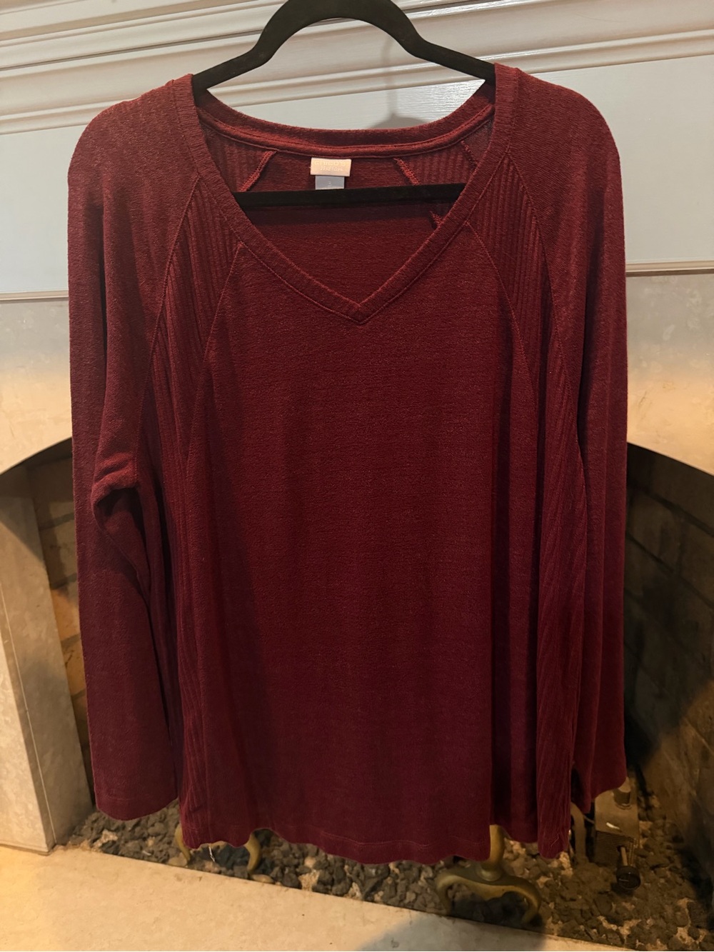 Chico's Zenergy Long-Sleeve V-Neck Top in Deep Wine